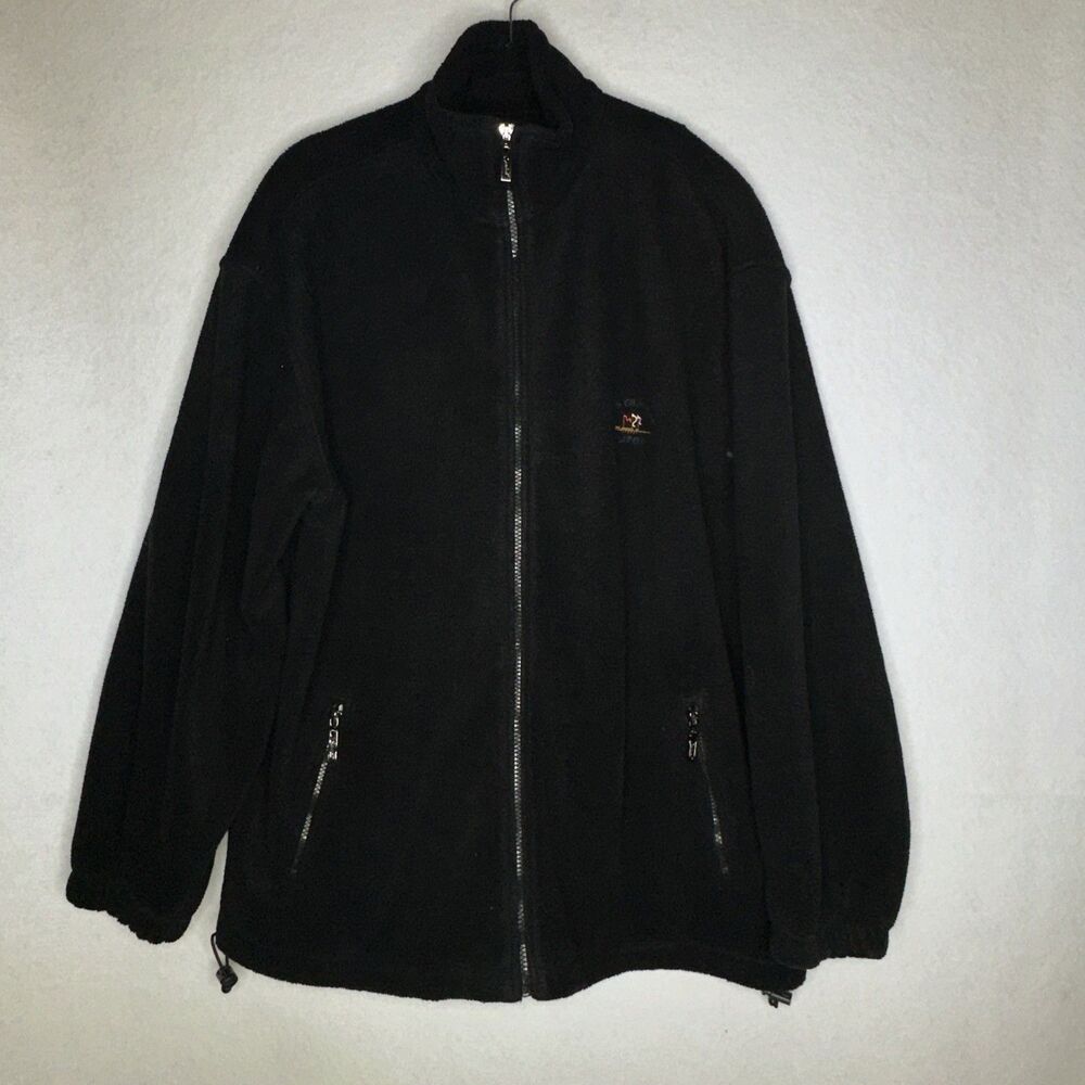 Santa Cruz California Fleece Full Zip Santco Black Made in USA See Measurement